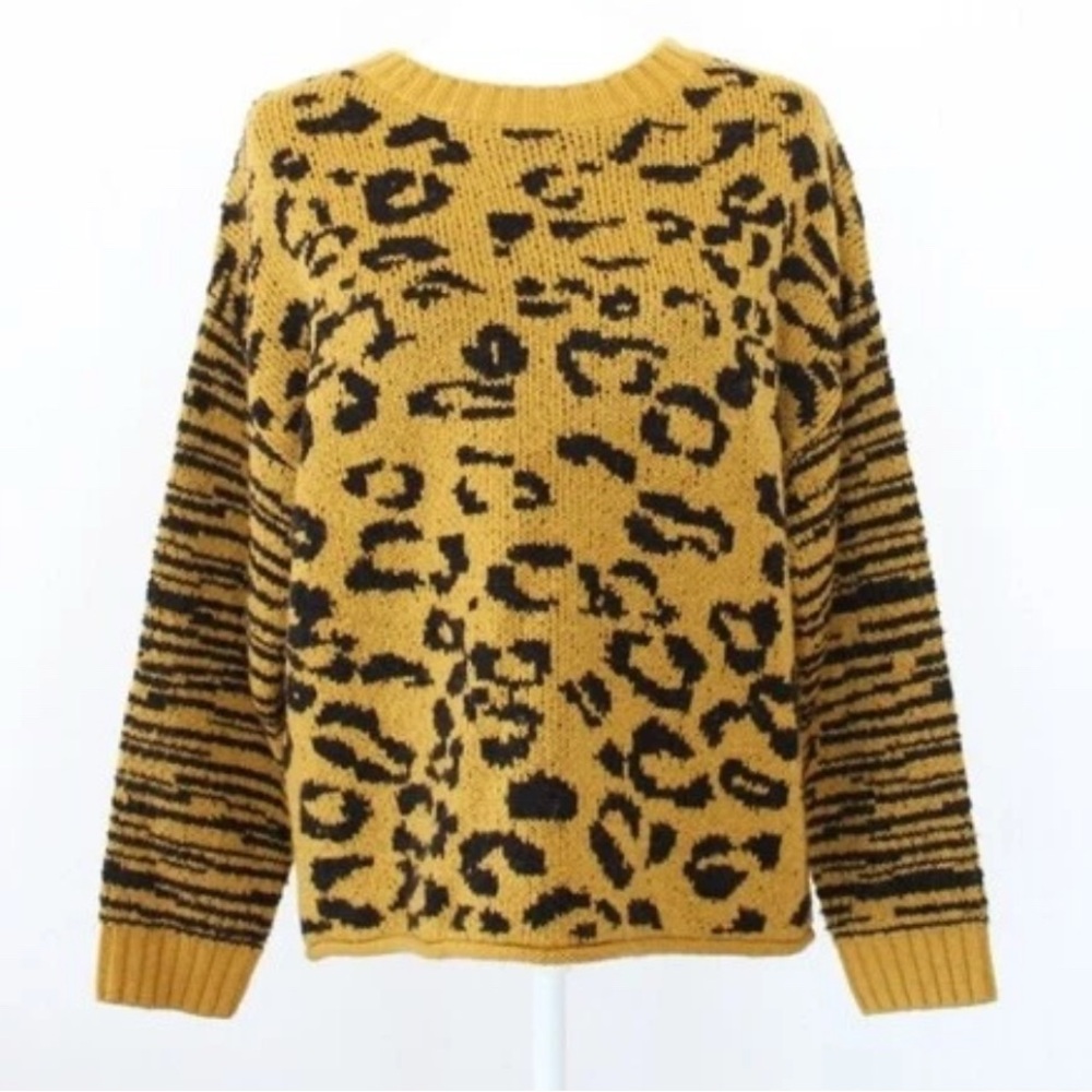 For the Republic Leopard Print Mustard Sweater size medium
